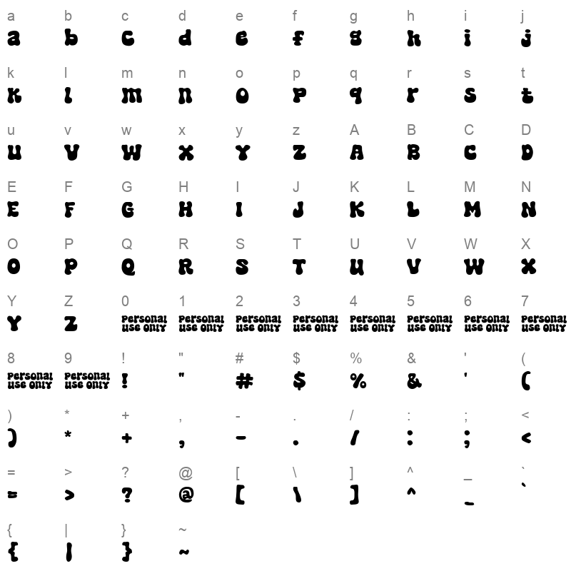 Super Nought Character Map