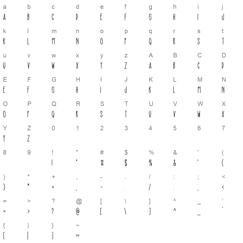 Superior Mind OTF Character Map