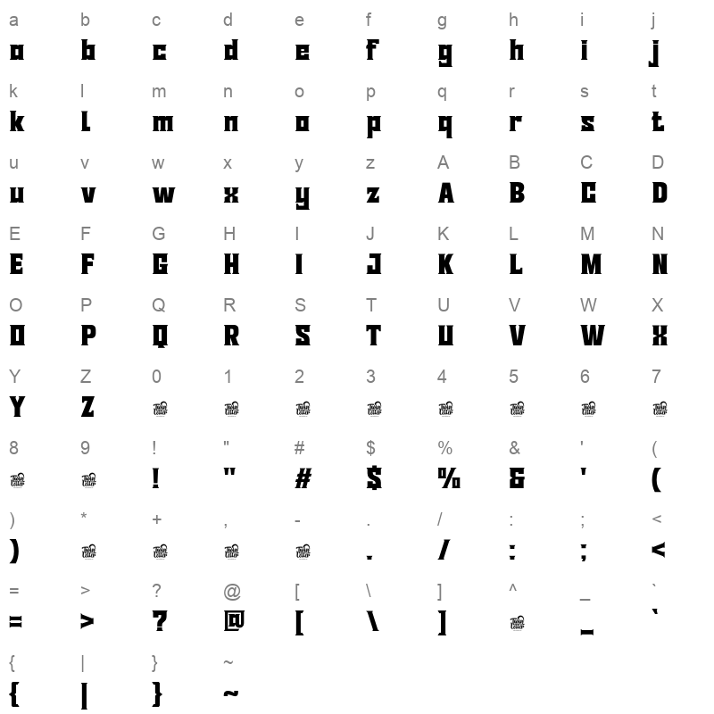 SUTIXO Regular Character Map