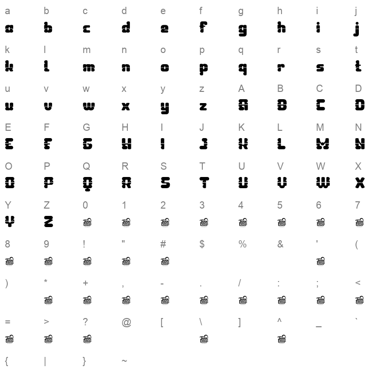 TAGUROTRIAL Character Map
