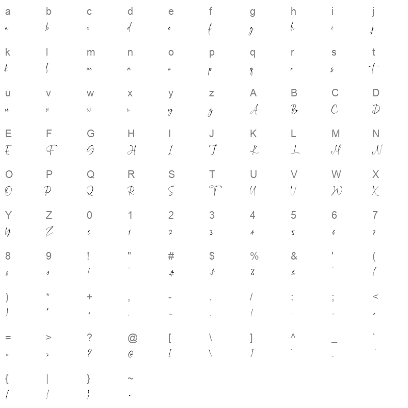 Tajur Puncak TTF Character Map