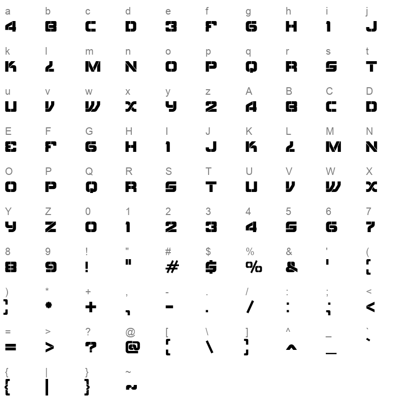Taku OTF Character Map