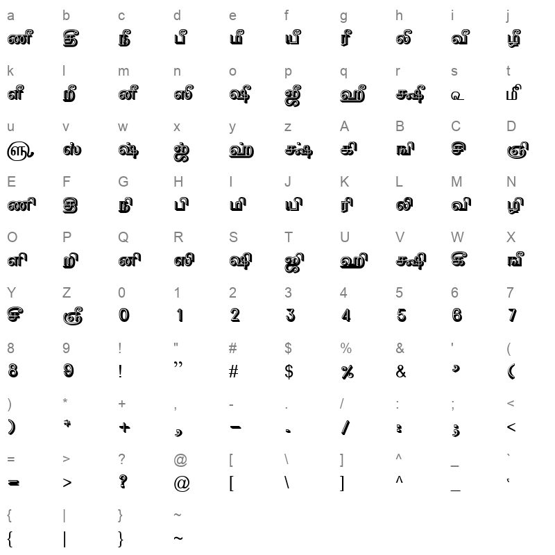 TAM Tamil039 Normal Character Map