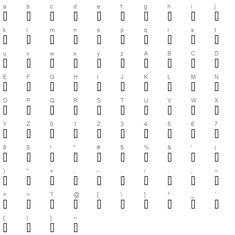 Tehreer Regular Character Map
