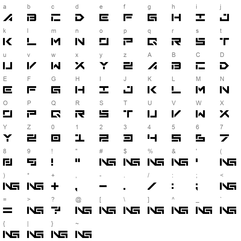 Tenoture Character Map