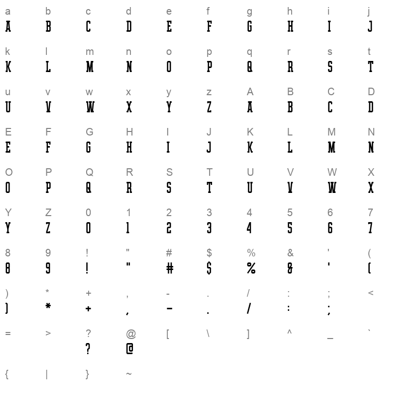 THE ATHLETIC FONT Character Map