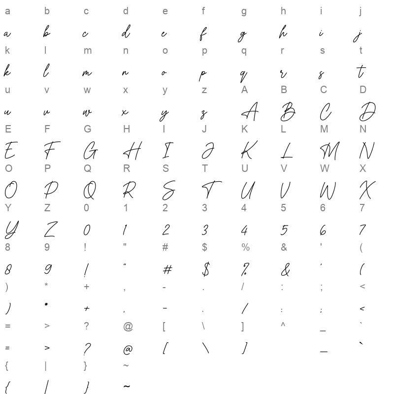 The Chairman Regular Character Map