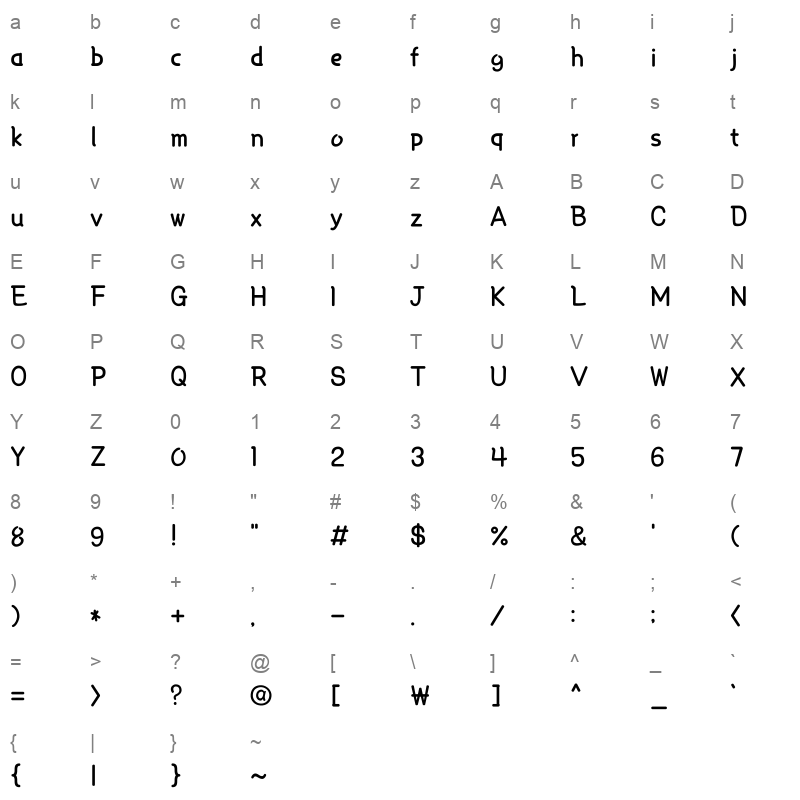 THE D dobak Regular Character Map