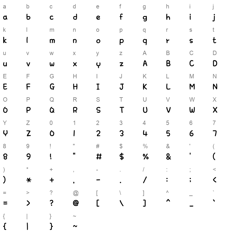 THE Eyeingyou Regular Character Map