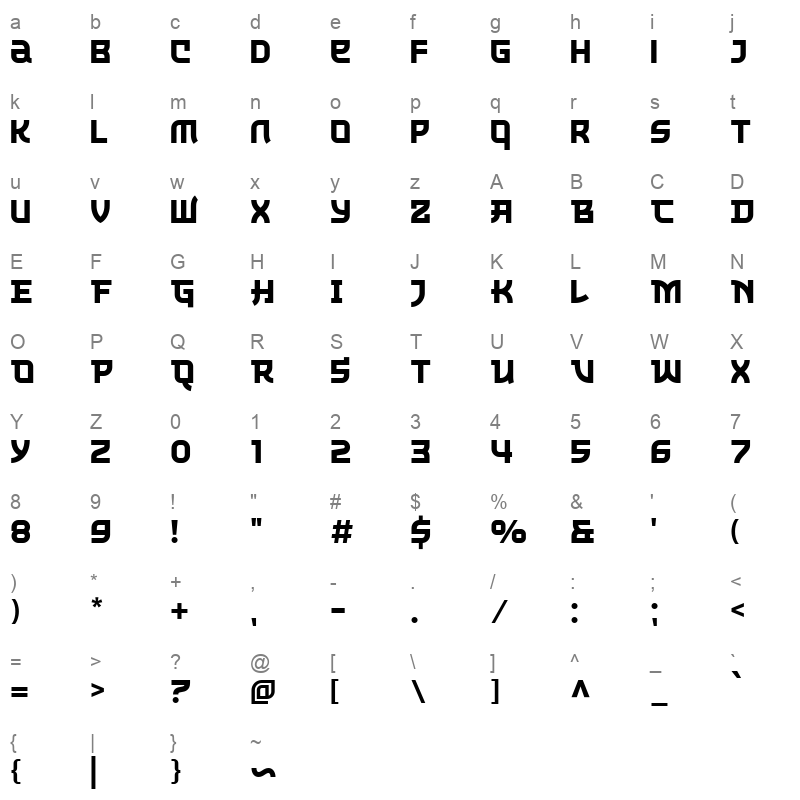 The Last Shuriken Character Map