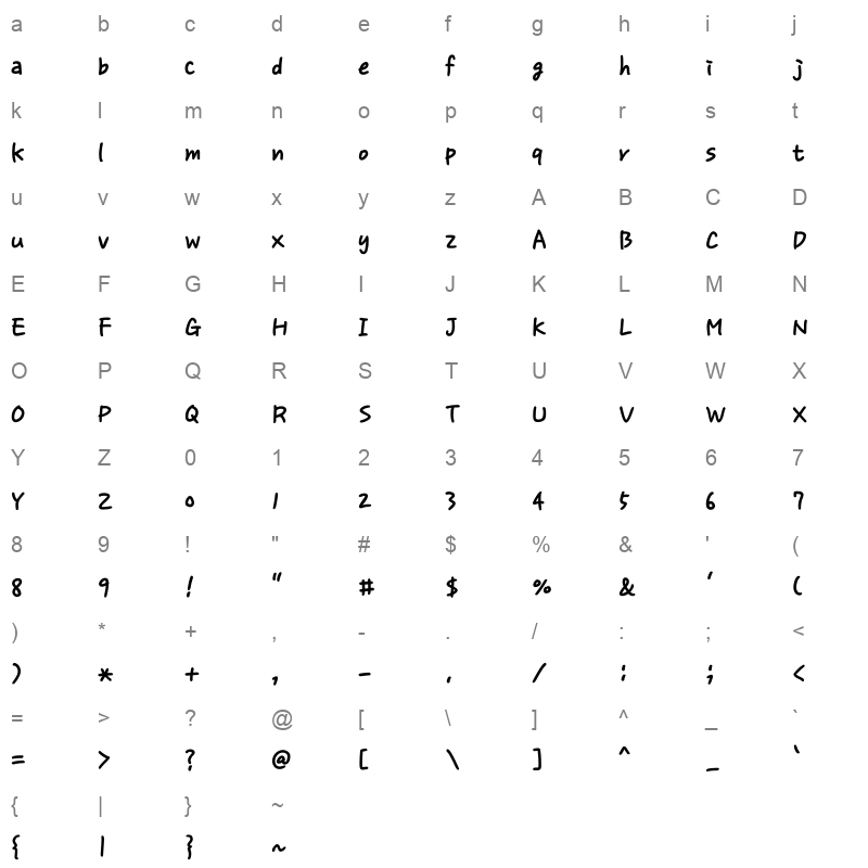 THE Lovespring Regular Character Map