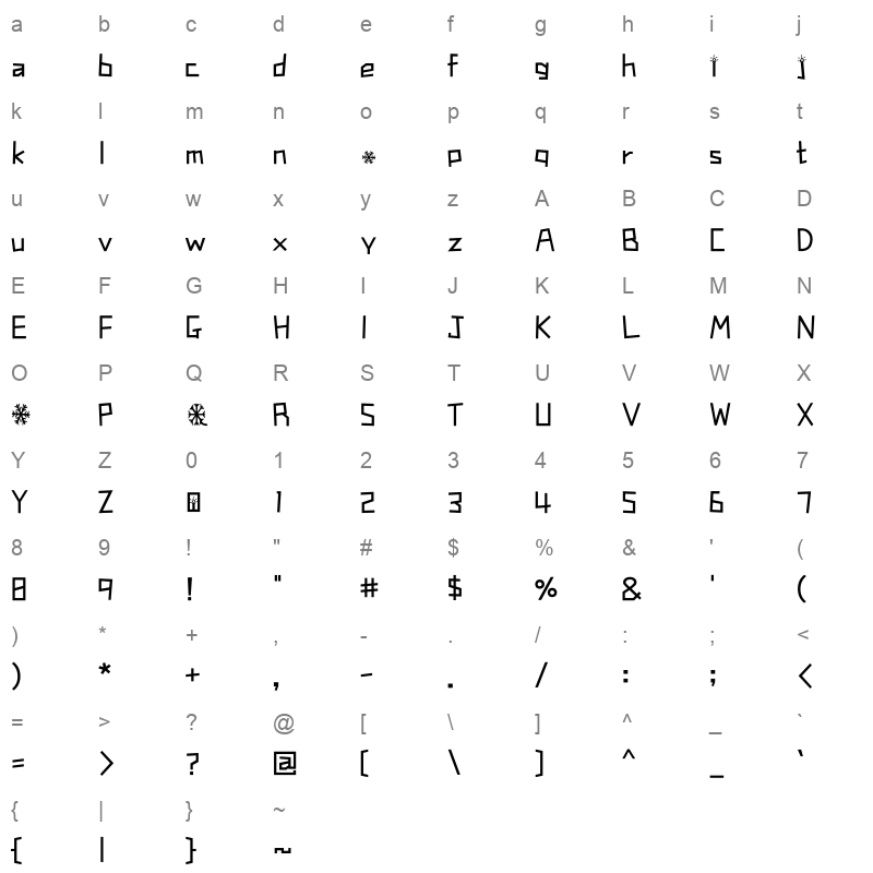 THESnowNight Regular Character Map