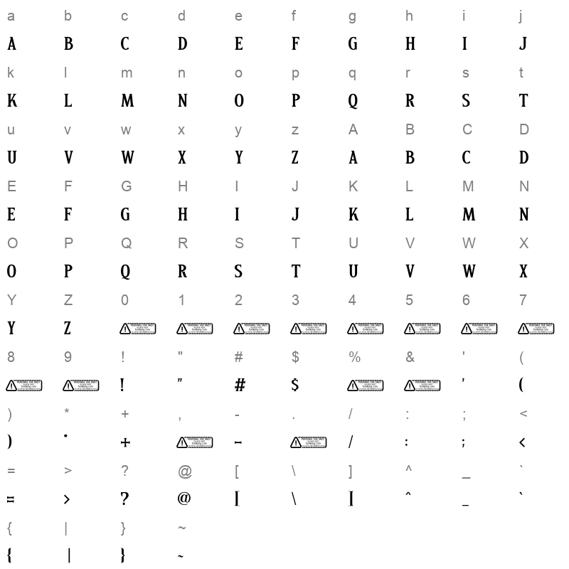 Thornest Character Map