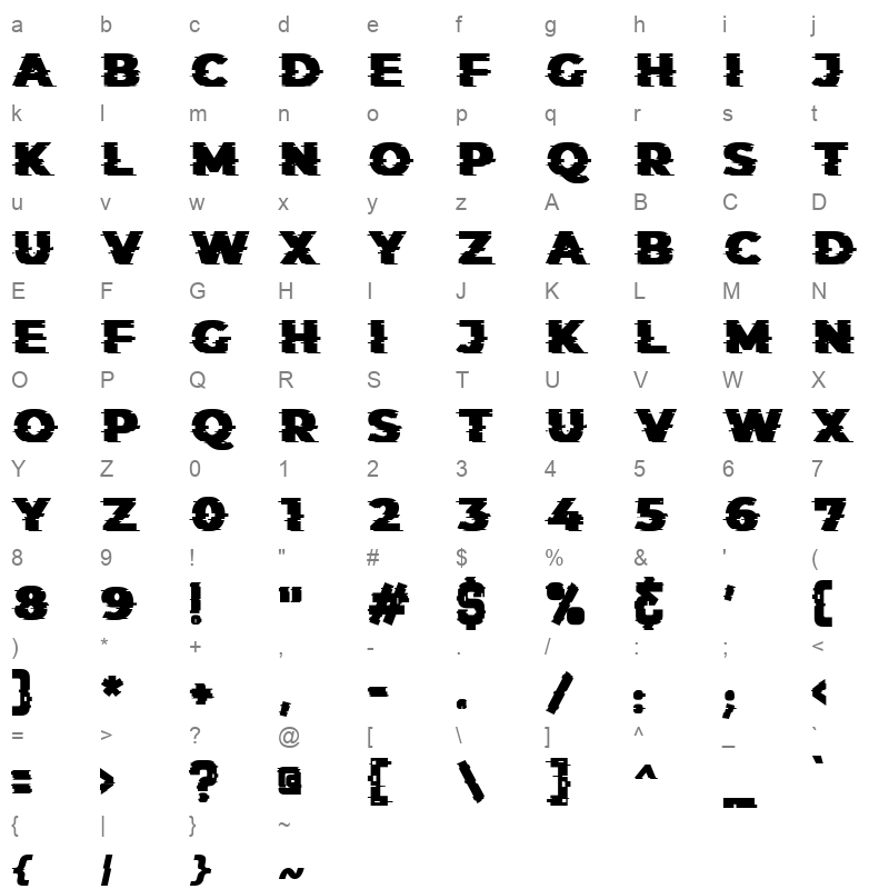 Those Glitch Regular Character Map