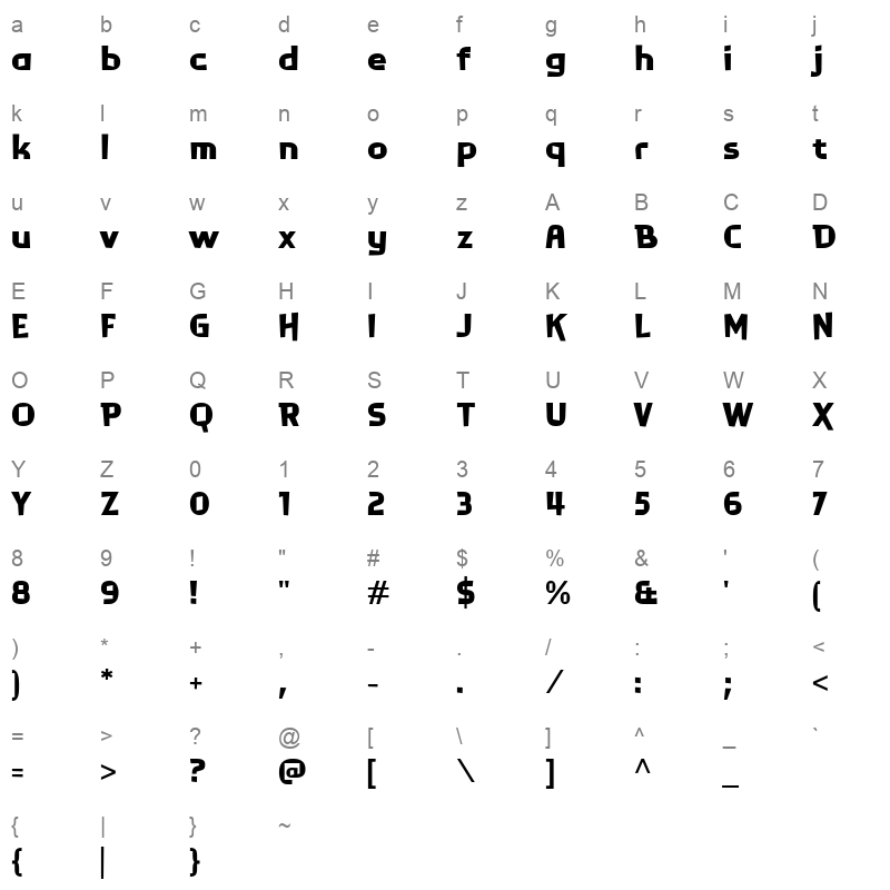 Tilges Character Map