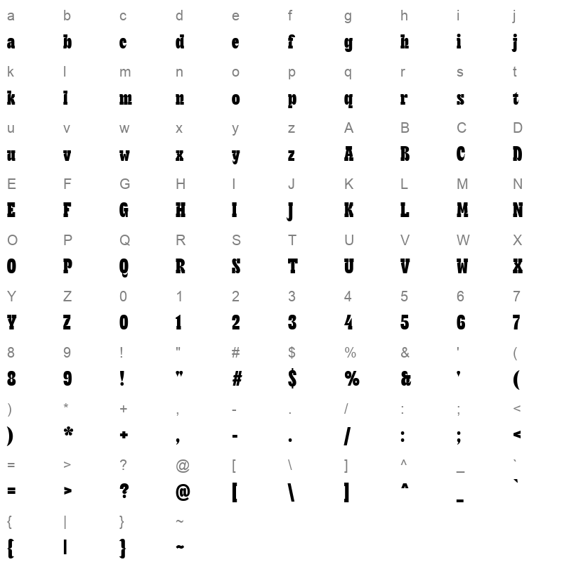 TT Cometus Variable Character Map