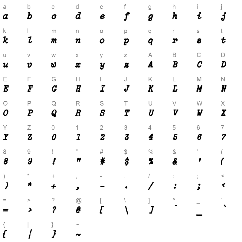 TT2020StyleB Italic Character Map