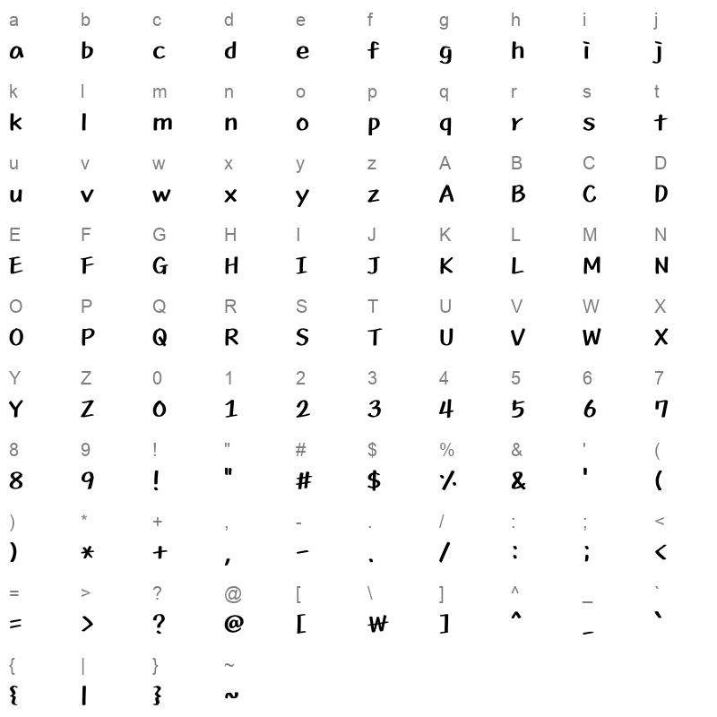 Typo Baekbeom B Character Map