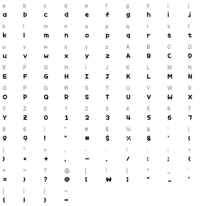Typo HelloPOP 2 Character Map
