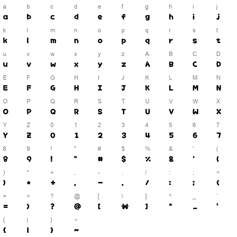 Typo luckypang M Character Map
