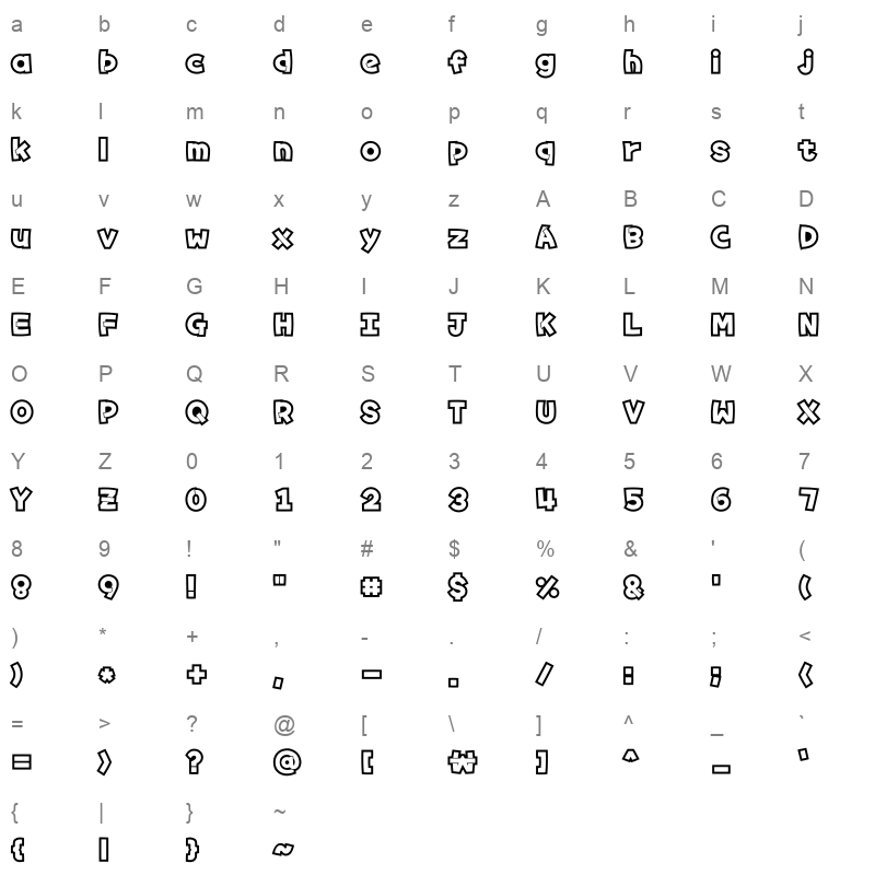 Typo HelloPOP B Character Map