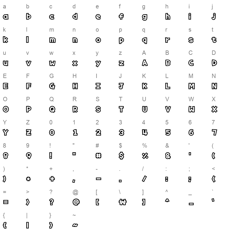 Typo HelloPOP M Character Map