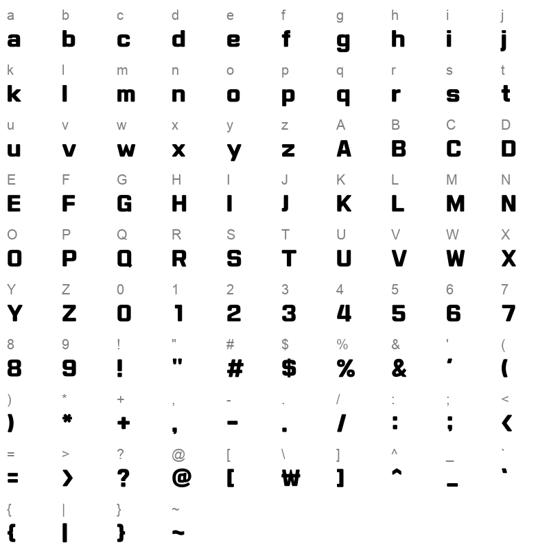 Typo MoonFlower B Character Map