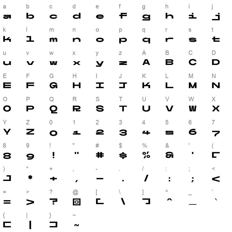 Ultramono Wide Black Character Map