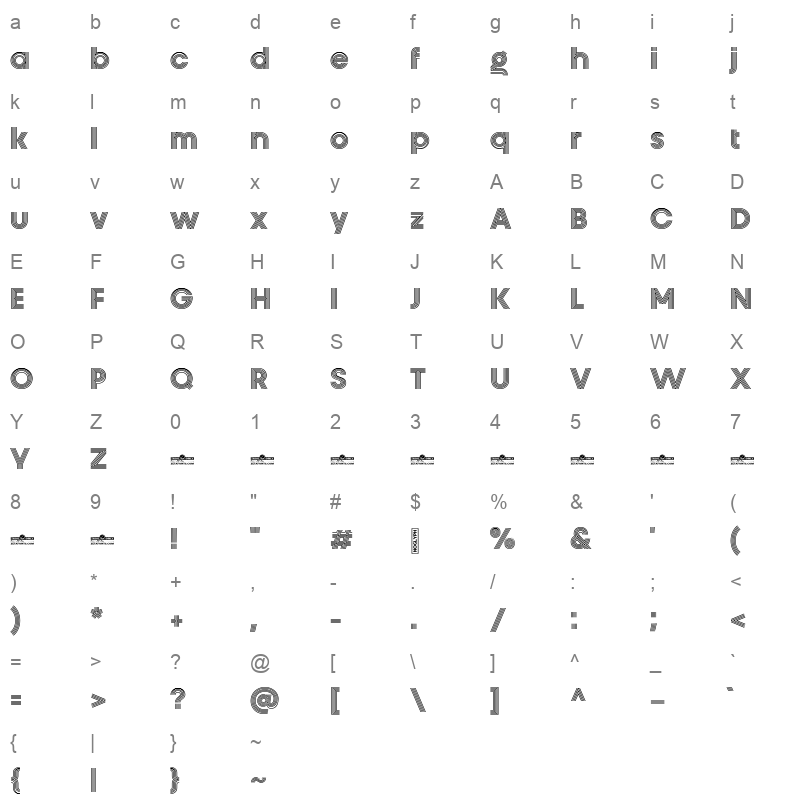 Unigeo128 Bold Character Map