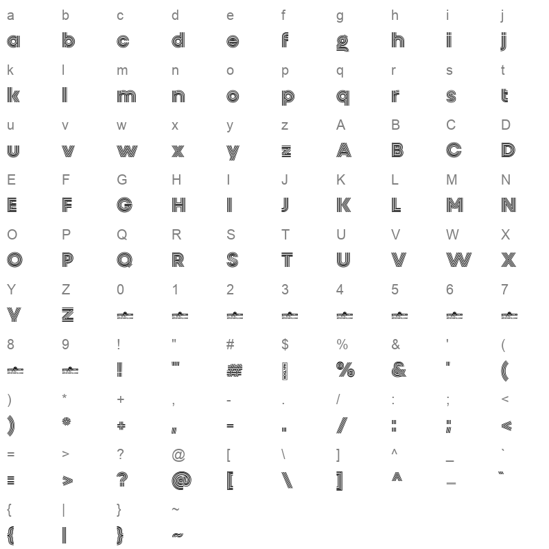 Unigeo128 Extrabold Character Map