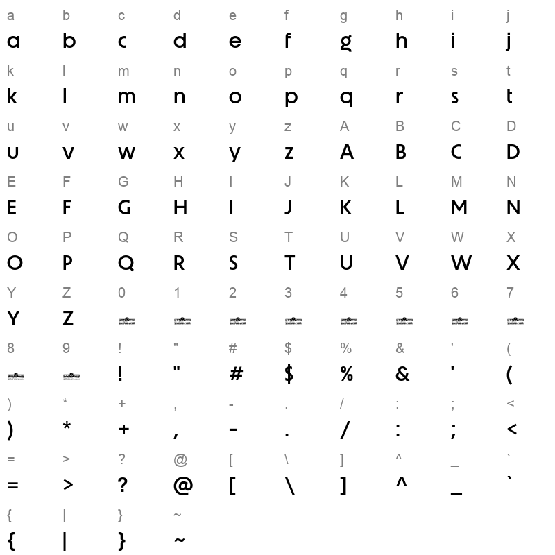 Unigeo64 Medium Character Map