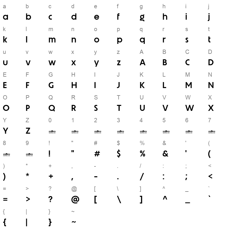 Unigeo64 Semibold Character Map