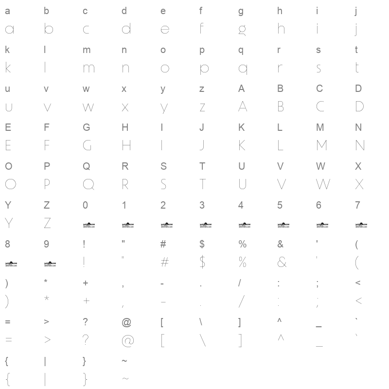 Unigeo64 Thin Character Map