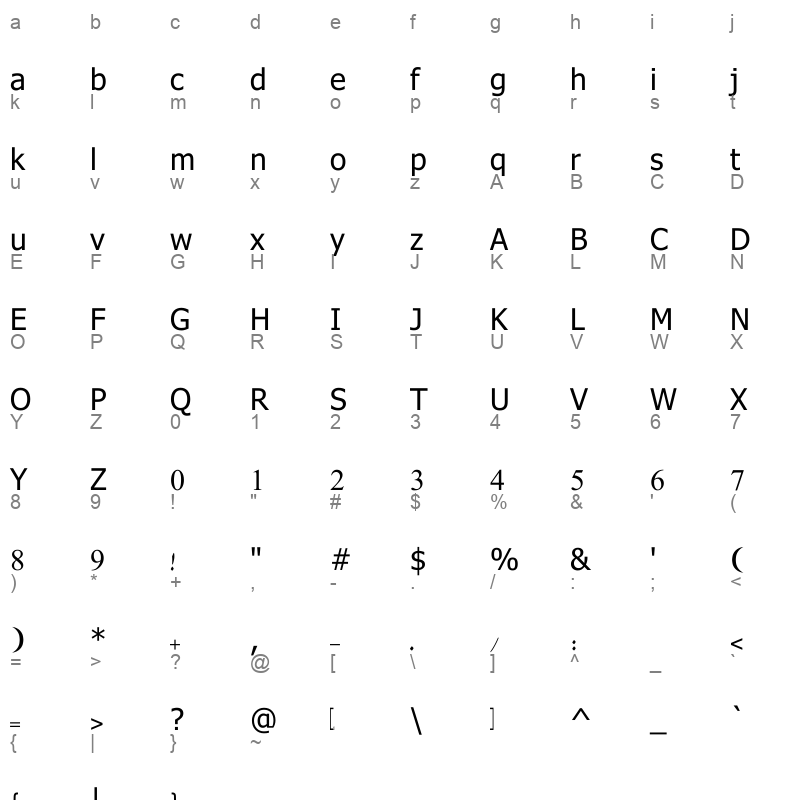 Urdu Emad Nastaliq Character Map