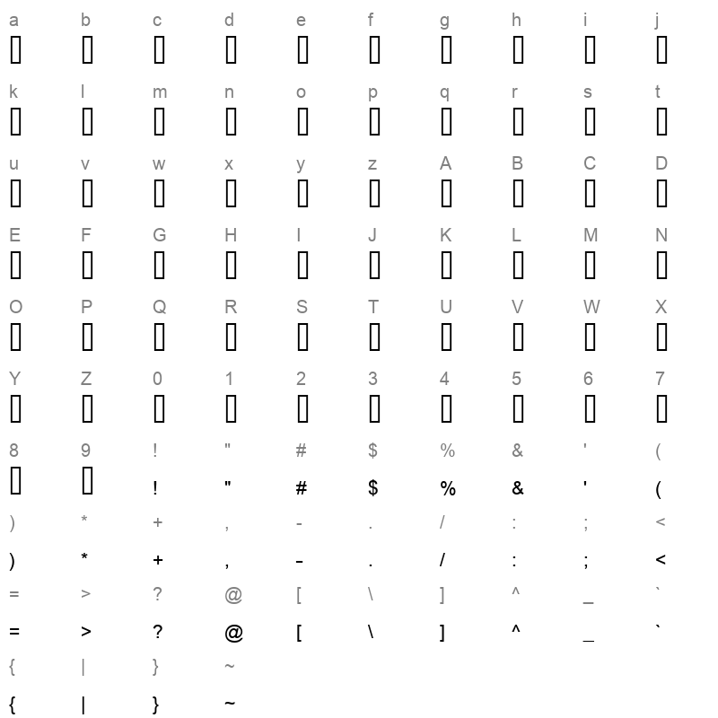 Urdu Naskh Asiatype Regular Character Map