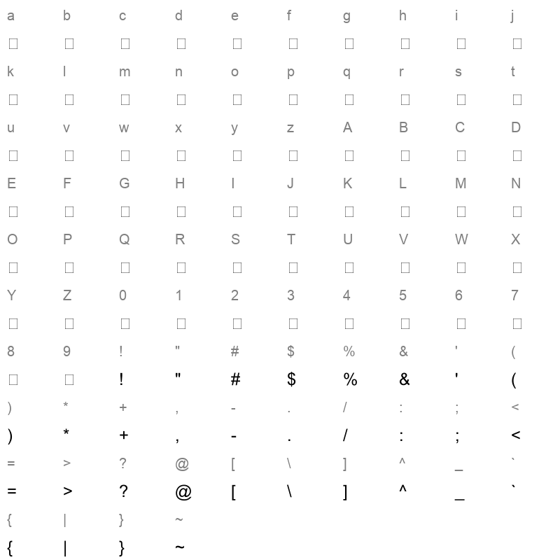Urdu Naskh Unicode Regular Character Map