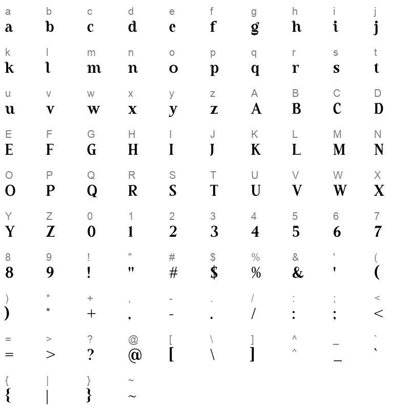 Valneck Character Map