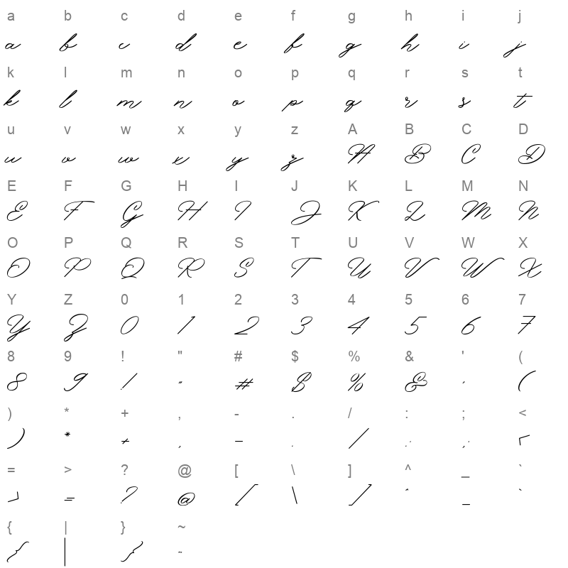 Viceroy TTF Character Map