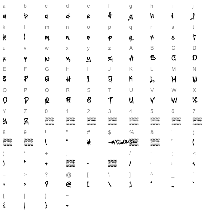 Vollome Character Map
