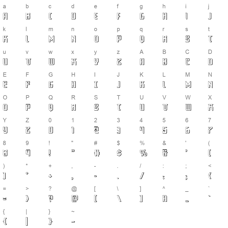 warriatron 3d straight Character Map