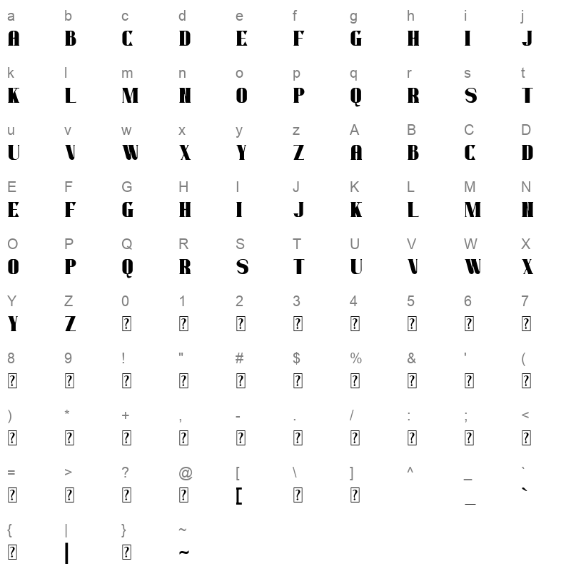 warriot Bold Character Map