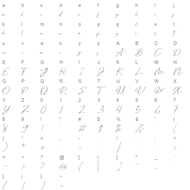 Wellyon Regular Character Map
