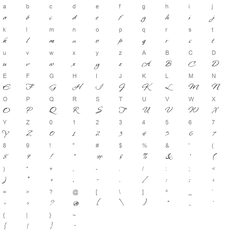 Whisper Regular Character Map