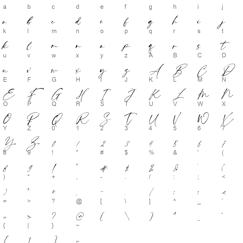 White Palmer Character Map