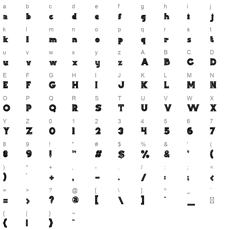 WOODSHED Texture Character Map