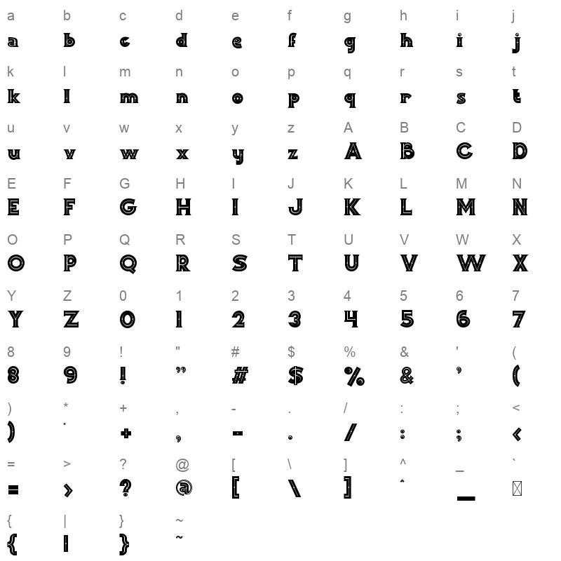 WOODSHED Character Map