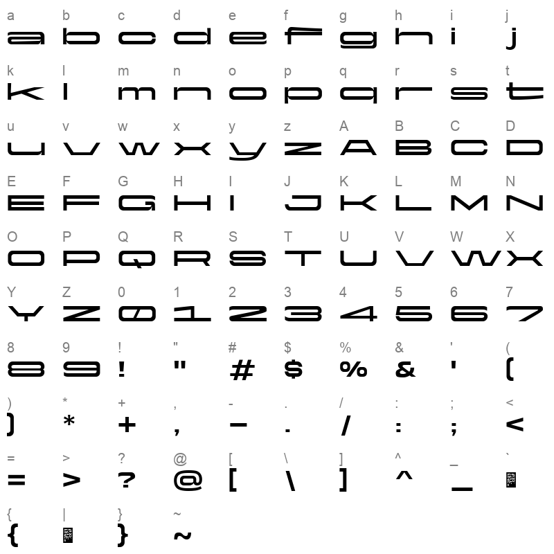 Yapari BoldExpanded Character Map