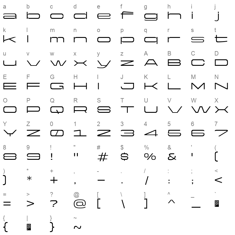 Yapari Extended Character Map
