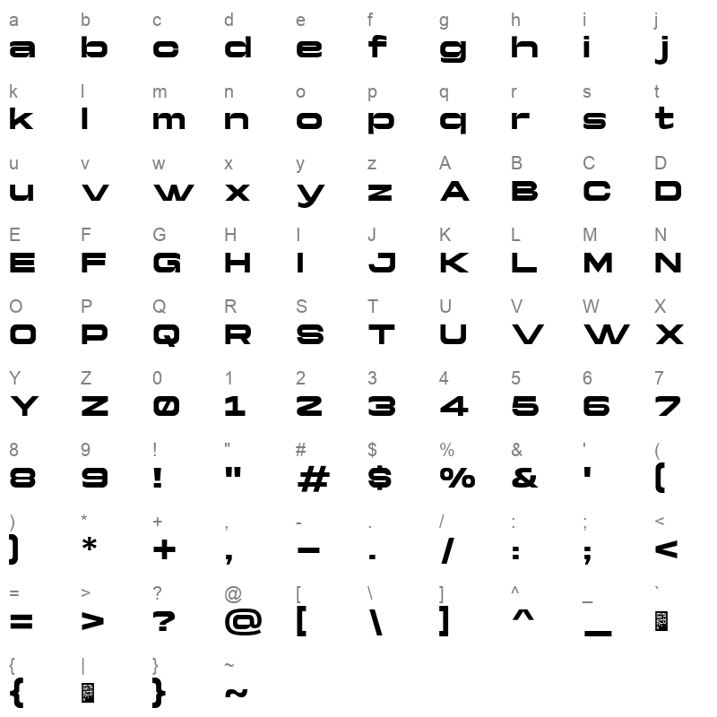 Yapari ExtraBold Character Map