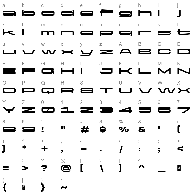 Yapari ExtraBoldExpanded Character Map
